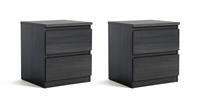 Argos Home Jenson Set of 2 Bedside Table - Black Oak Effect