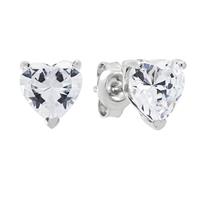 Revere Sterling Silver Heart Cut Cubic Zirconia Earrings