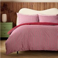 Habitat Gingham Seersucker Burgundy Bedding Set - King size