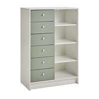 Argos Home Malibu Kids 6 Drawer Chest - Sage Green & White