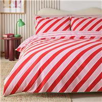 Habitat Candy Stripe Pink & Red Bedding Set - Double