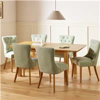 Argos Home Ashwell Extend Oak Dining Table & 6 Green Chairs