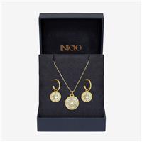 Inicio Gold Plated Mother of Pearl Pendant & Earrings Set
