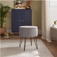 GFW Avery Velvet Storage Footstool - Grey