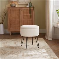 GFW Avery Fabirc Storage Footstool - Cream