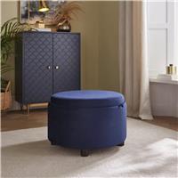 GFW Delilah Velvet Storage Ottoman - Blue