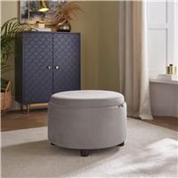 GFW Delilah Velvet Storage Ottoman - Grey