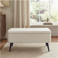GFW Lola Fabric Storage Ottoman - Cream
