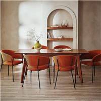 Habitat Callan Extending Walnut Dining Table&6 Orange Chairs