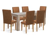 Argos Home Preston Extending Oak Dining Table & 6 Tan Chairs