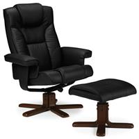 Julian Bowen Malmo Recliner Chair & Footstool - Black