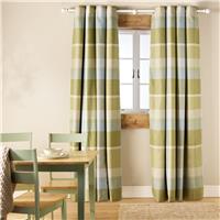 Argos Home Check Blackout Eyelet Curtain - Green - 229x168cm