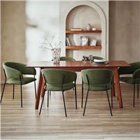 Habitat Callan Extending Walnut Dining Table& 6 Green Chairs