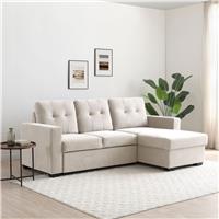 Kyoto Austin Fabric Reversible Corner Sofa Bed - Natural