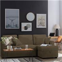 Habitat Reagan Fabric Right Hand Corner Sofa Bed - Chocolate