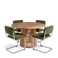 Habitat Jericho Natural Dining Table & 4 Green Chairs