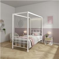 XR Living Fern 4 Poster Single Bed Frame with LED - White