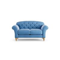 Habitat Brooker Velvet 2 Seater Sofa - Sky Blue - Ash Leg