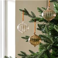 Habitat Pack of 3 Unique Glass Christmas Baubles - Cream