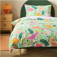 Argos Home Dino Floral Green Kids Bedding Set - Toddler