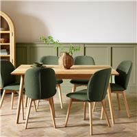 Habitat Dorney Oak Dining Table & 6 Green Chairs