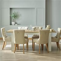 Argos Home Preston Extend Grey Dining Table & 6 Beige Chairs