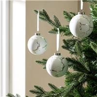 Argos Home Pack of 3 Textured White Crackle Glass Bauble