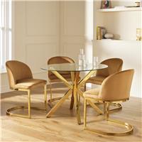 Argos Home Alice Gold Dining Table & 4 Camel Chairs