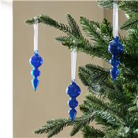 Argos Home Pack of 3 Blue Glass Finials Christmas Decoration