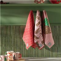 Habitat x Scion Christmas Lionel Pack of 3 Tea Towels