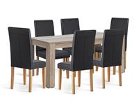 Argos Home Preston Oak Dining Table & 6 Black Chairs