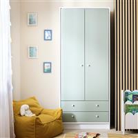 Argos Home Malibu 2 Door 2 Drawer Wardrobe - Green and White