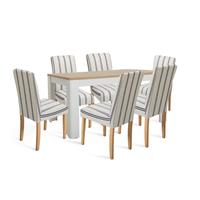 Argos Home Preston Grey Oak Dining Table & 6 White Chairs