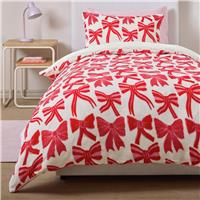 Argos Home Bows Fleece White & Pink Kids Bedding Set- Single