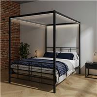 XR Living Fern 4 Poster Double Bed Frame with LED - Black
