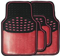 Streetwize Heavy-Duty Rubber Car Mat Set - Red Trim
