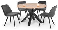 Julian Bowen Berwick Oak Dining Table & 4 Grey Chair