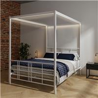 XR Living Fern 4 Poster Double Bed Frame with LED - White