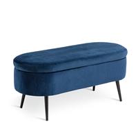 Argos Home Velvet Storage Ottoman - Navy