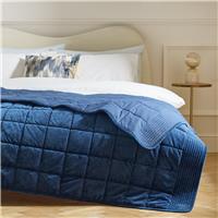 Habitat Velvet Quilted Bedspread - Navy - 200x150cm