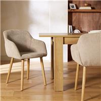 Argos Home Alarik Pair of Fabric Dining Chairs - Natural