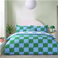 Heya Home Checkerboard Blue & Green Bedding Set - Single