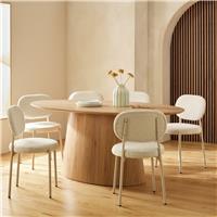 Habitat Pierce Natural Dining Table & 6 White Chairs