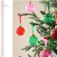 Habitat Pack of 6 Glass Christmas Bauble - Multicolour