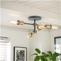 Habitat Tay Metal 4 Light LED Flush to Ceiling Light - Brass