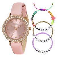 Tikkers Kids Pink Polyurethane Strap Watch & Bracelet Set