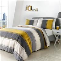 Fusion Betley Stripe Mustard Bedding Set - Double