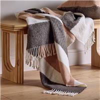 Habitat Striped Faux Mohair Throw - Neutral - 125x150cm