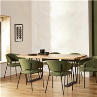 Habitat Amory Natural Dining Table & 6 Green Chairs