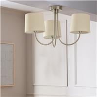 Habitat 3 Light Flush Ceiling Light - Natural & Chrome